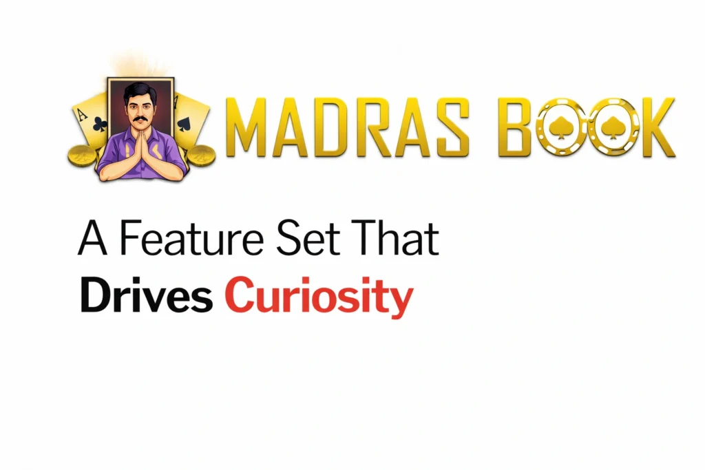 MadrasBook App feature set that drives curiosity with official logo and engaging elements