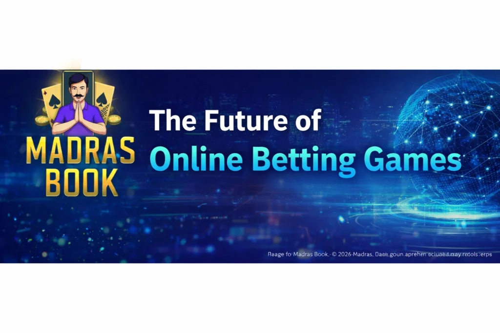 Future of online betting games with technology trends and Madras Book logo